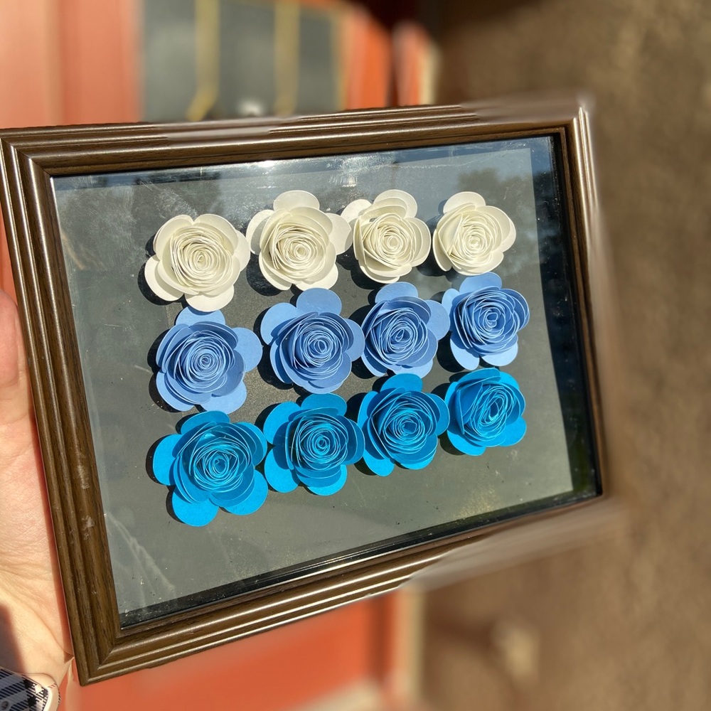 3D Paper flower shadow box wall decor